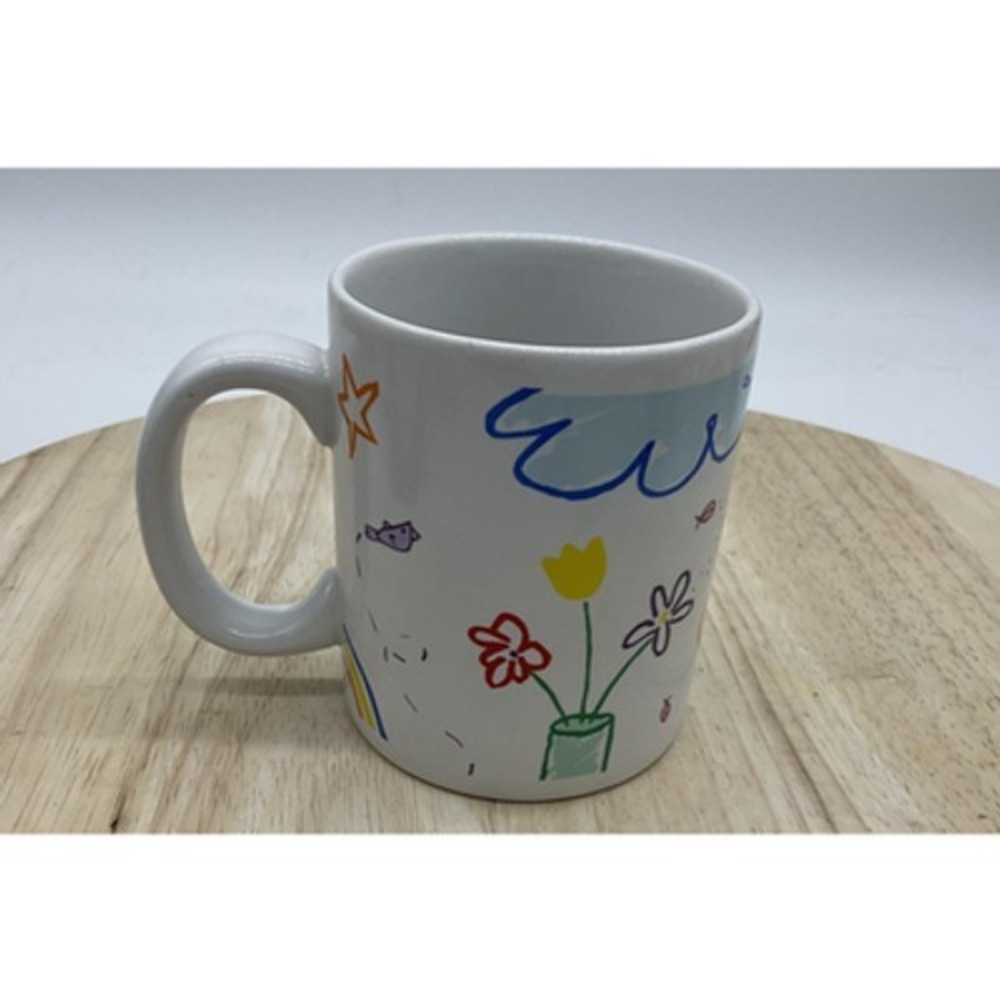 Russ Berrie I Love My Grandma Coffee Mug Ceramic Cup Multicolor Flowers Kid Art